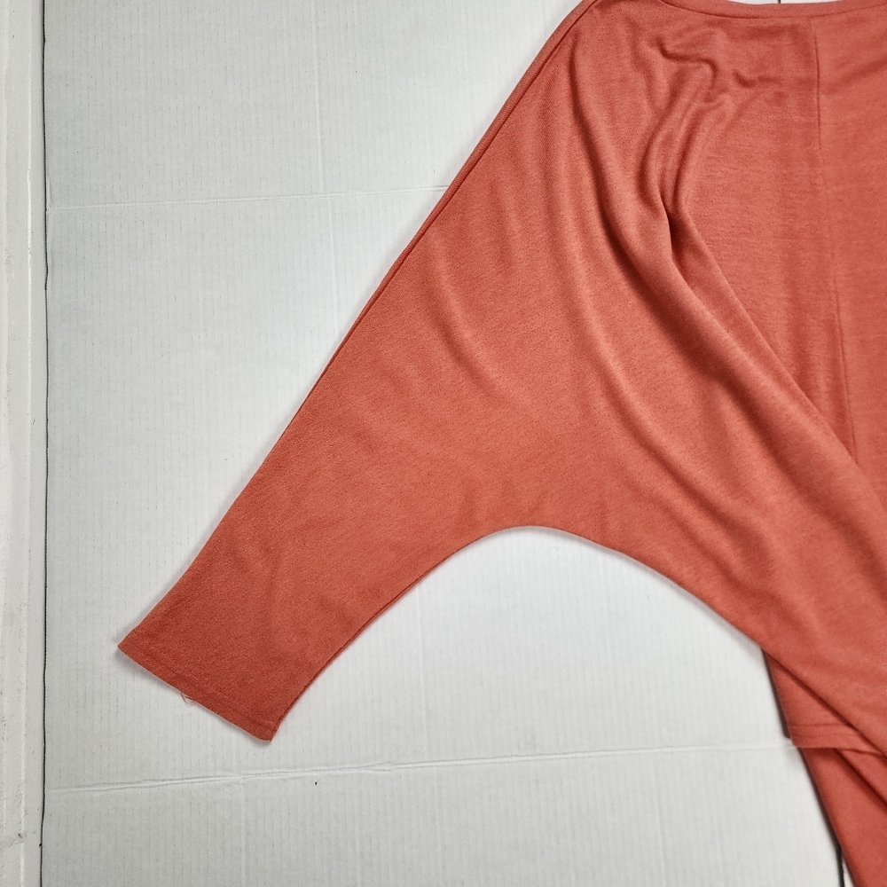 Zanzea Collection Coral Orange Tunic Top 3/4 Sleeve Hi Low Hem Size XXXXL - Picture 11 of 15